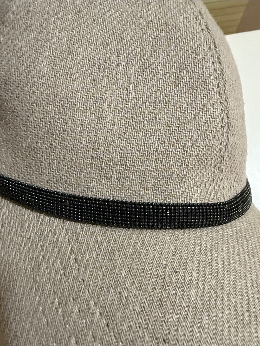 Brunello Cucinelli Taupe Baseball Cap with Black Monili - Picture 10 of 11